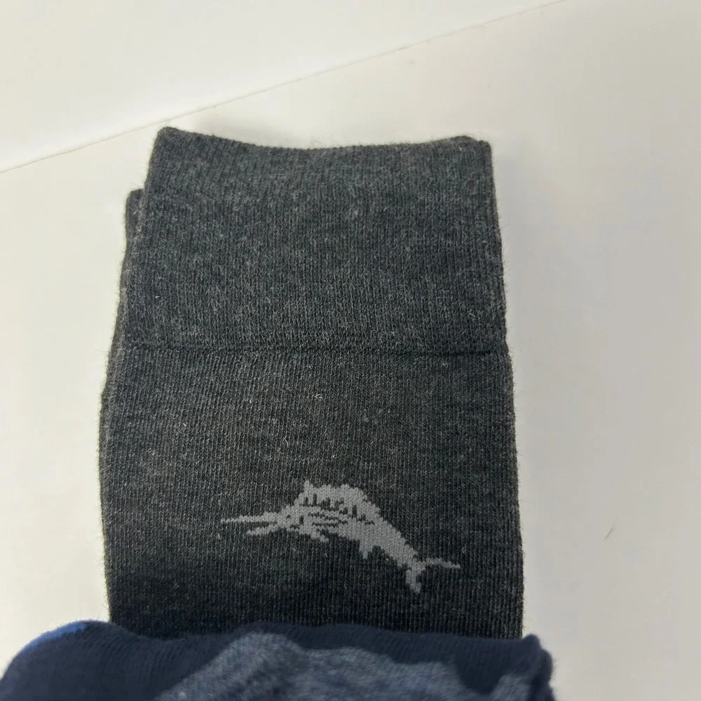 Tommy Bahama Mens 6 Pairs Casual Crew Socks One Size Lobster Palm Tree Navy Gray